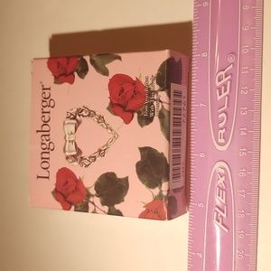 Longaberger Pewter Heart Shaped Basket Tie-on/ Pin Ivory Ribbon Tie